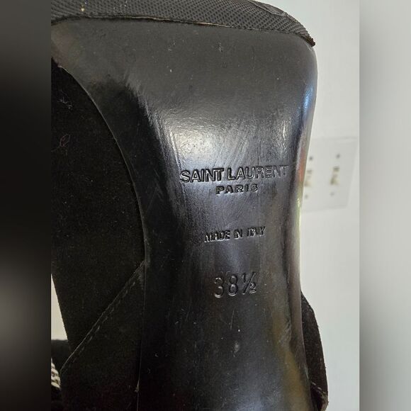 Saint Laurent Black Suede Pointed Toe Boots Size 8.5 - Picture 13 of 15